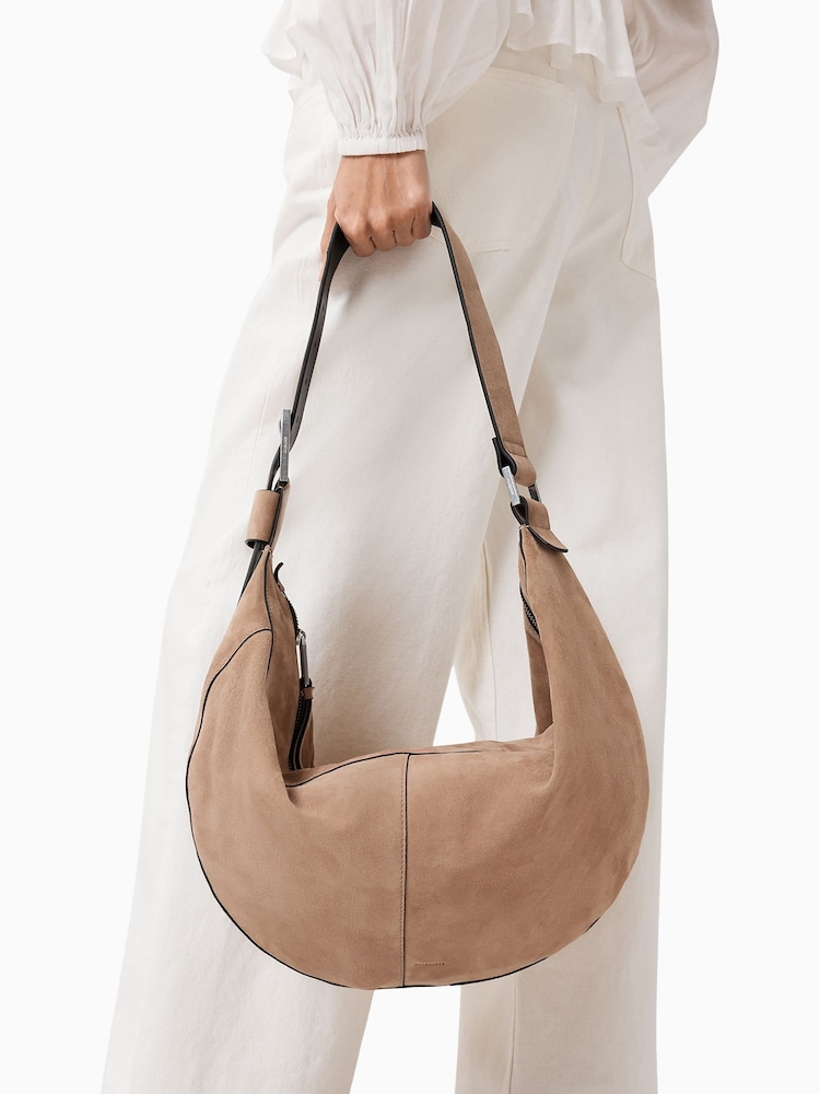 AllSaints Brown Luna Suede Shoulder Bag - Image 8 of 8 AllSaints Brown Luna Suede Shoulder Bag - Image 8 of 8
