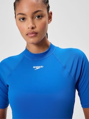 Speedo Blue Endurance+ Short Sleeve Rash Guard Swimsuit - Image 4 of 6