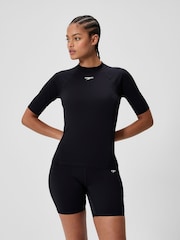 Speedo Black Endurance+ Short Sleeve Rash Vest - Image 1 of 6