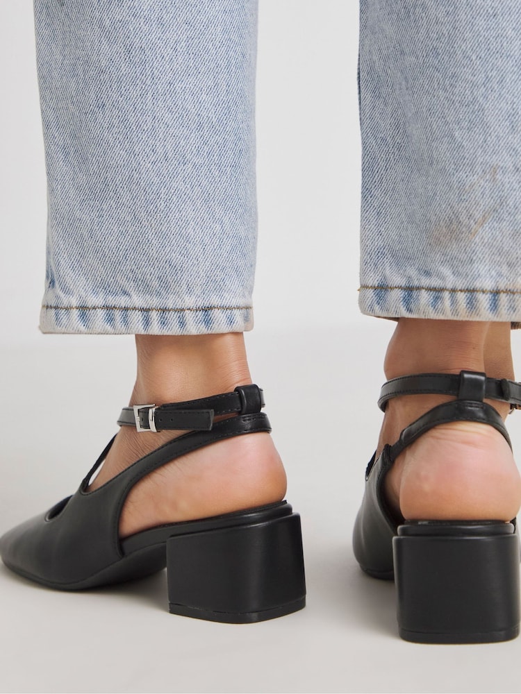 JD Williams Black Wide Fit Cross Strap Slingback Mary Jane Shoes - Image 2 of 4 JD Williams Black Wide Fit Cross Strap Slingback Mary Jane Shoes - Image 2 of 4