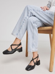 JD Williams Black Wide Fit Cross Strap Slingback Mary Jane Shoes - Image 4 of 4