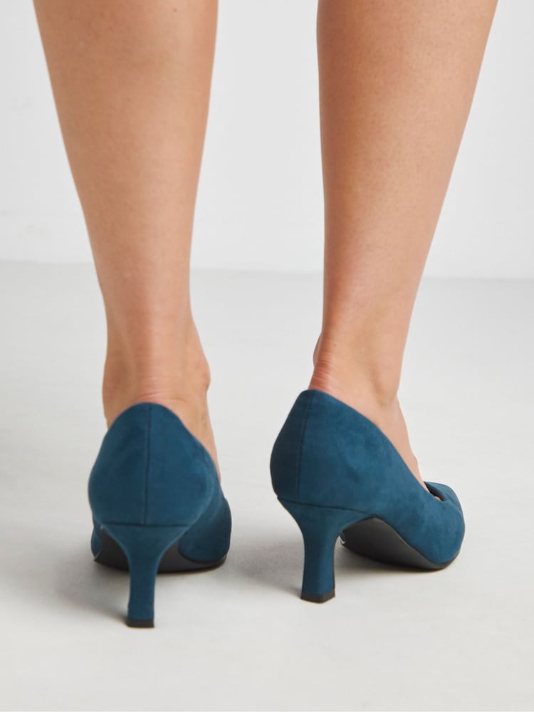 JD Williams Blue Extra Wide Fit Heavenly Soles By Pointed Toe Kitten Heel Shoes - Image 2 of 4