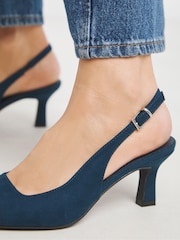 JD Williams Blue Wide Fit Pointed Toe Slingback Heels - Image 3 of 4