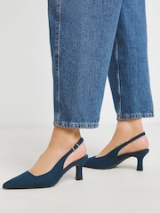 JD Williams Blue Wide Fit Pointed Toe Slingback Heels - Image 4 of 4