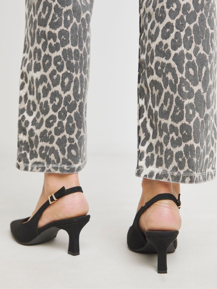 JD Williams Black Extra Wide Fit Pointed Toe Slingback Heels - Image 2 of 4