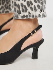 JD Williams Black Extra Wide Fit Pointed Toe Slingback Heels - Image 3 of 4