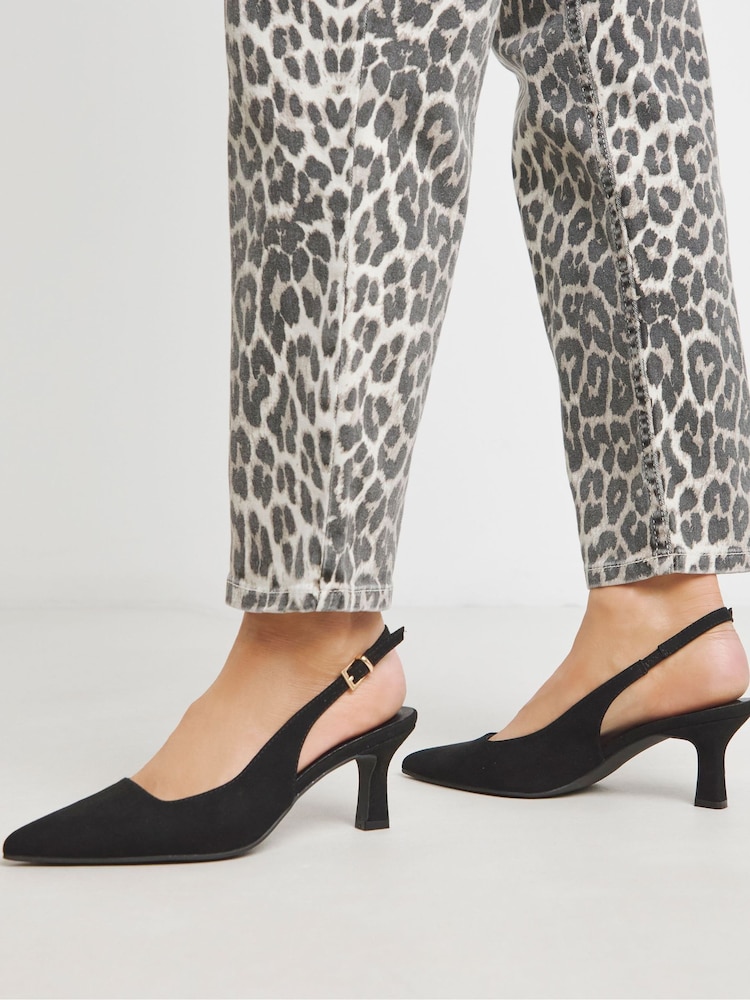 JD Williams Black Extra Wide Fit Pointed Toe Slingback Heels - Image 4 of 4