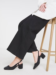 JD Williams Black Extra Wide Fit Heavenly Soles Low Block Heels Slingback Shoes - Image 1 of 4