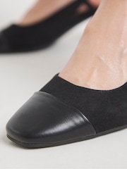 JD Williams Black Extra Wide Fit Heavenly Soles Low Block Heels Slingback Shoes - Image 3 of 4