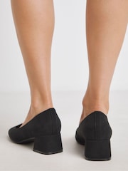 JD Williams Soft Black Extra Wide Fit Heavenly Soles Low Block Heels Court Shoes - Image 4 of 4