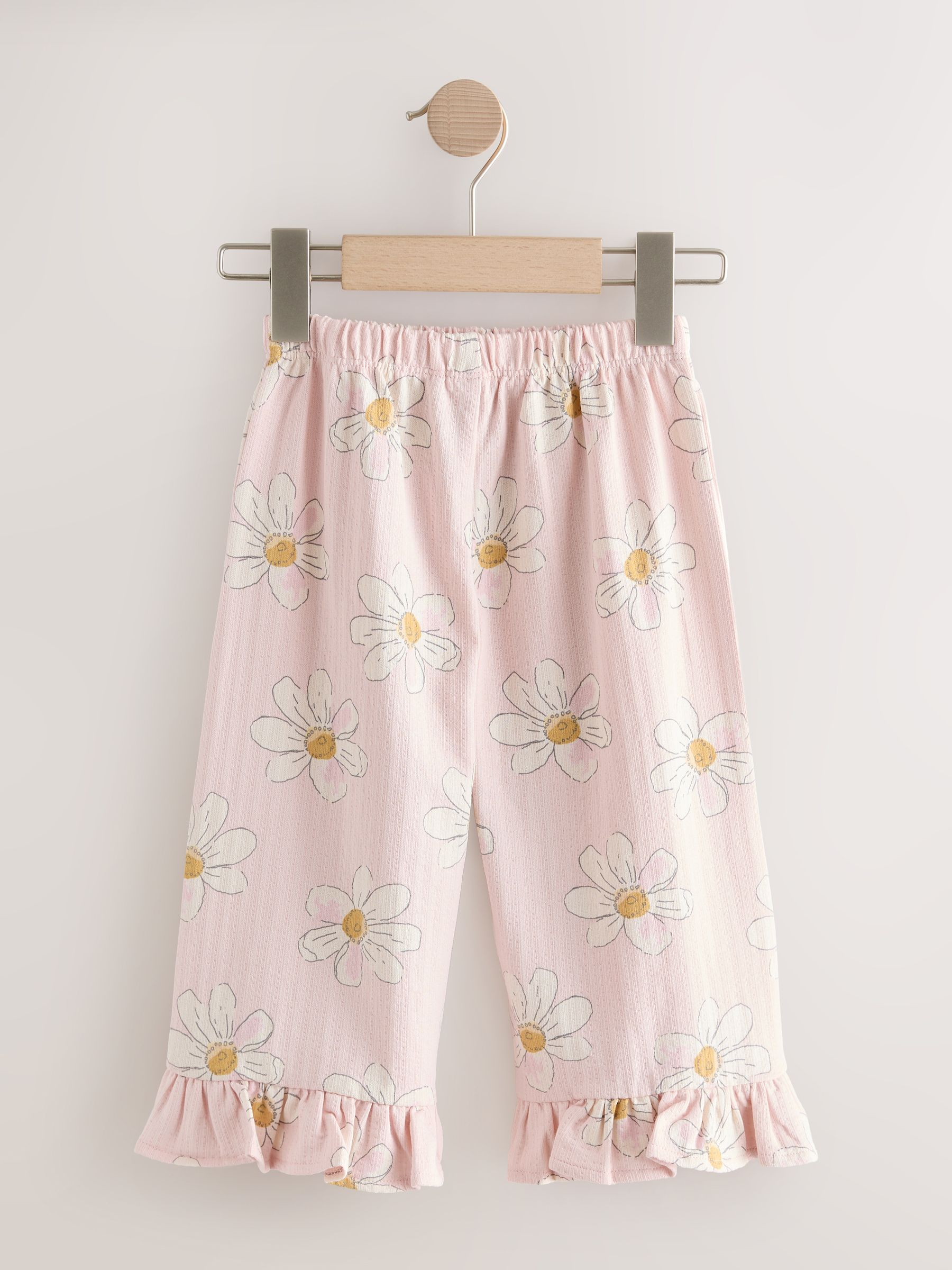 Buy Pink Flower Wide Leg Frill Trousers (3mths-7yrs) from the Next