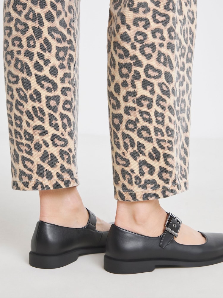 Simply Be Black Extra Wide Fit Square Toe Flat Mary Jane Shoes - Image 2 of 4