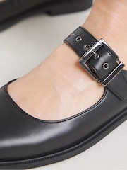 Simply Be Black Extra Wide Fit Square Toe Flat Mary Jane Shoes - Image 3 of 4