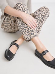 Simply Be Black Extra Wide Fit Square Toe Flat Mary Jane Shoes - Image 4 of 4
