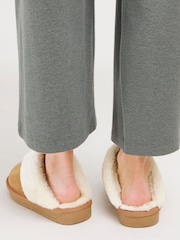 Simply Be Brown Wide Fit Faux Fur Lined Suede Mule Slippers - Image 2 of 4