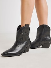 Simply Be Black Wide Fit Embroidered Ankle Western Boots - Image 4 of 4