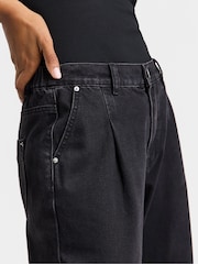 Simply Be Black Pleat Detail Wide Leg Jeans - Image 3 of 4