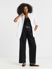Simply Be Black Pleat Detail Wide Leg Jeans - Image 4 of 4