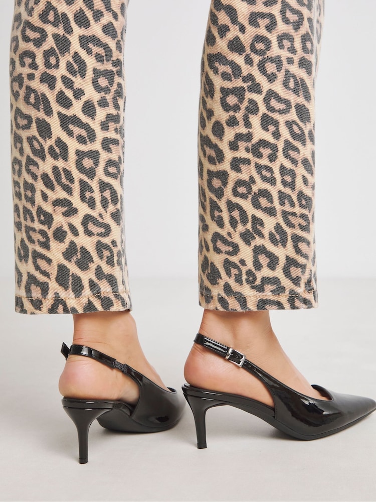 Simply Be Black Extra Wide Fit Kitten Heels Slingback Shoes - Image 2 of 4