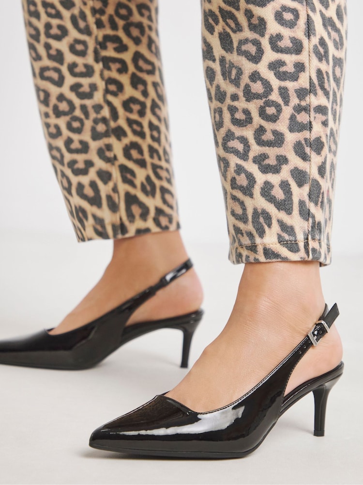 Simply Be Black Extra Wide Fit Kitten Heels Slingback Shoes - Image 4 of 4