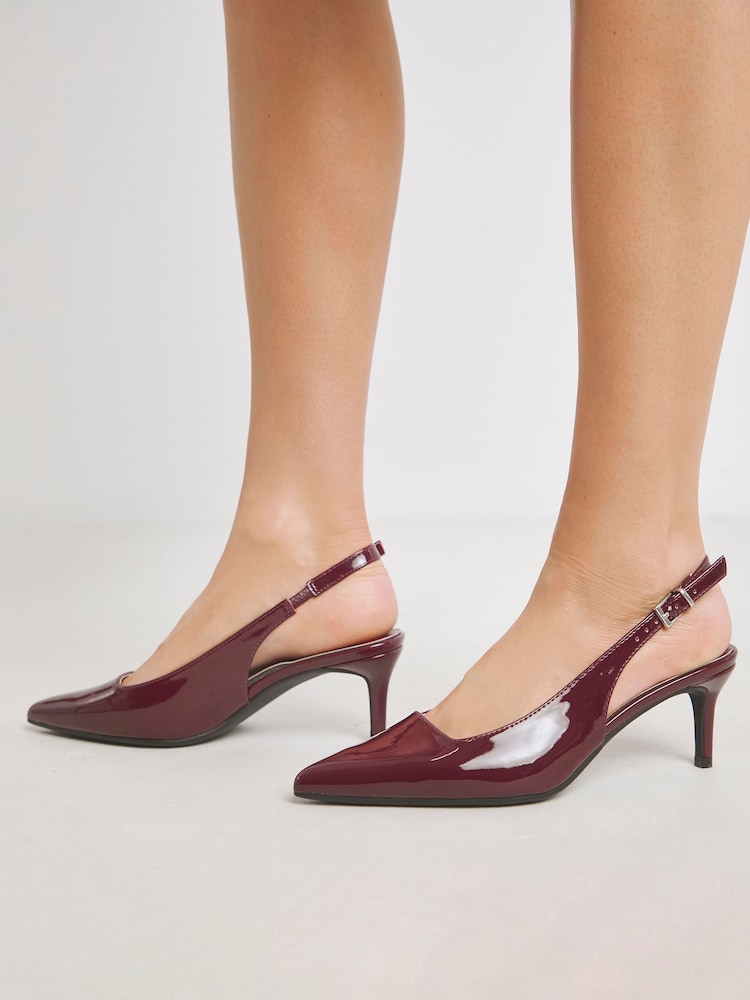 Simply Be Red Extra Wide Fit Kitten Heels Slingback Shoes - Image 4 of 4