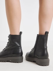 Simply Be Black Extra Wide Fit Chunky Lace-Up Boots - Image 2 of 4