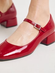 Simply Be Red Wide Fit Low Block Heel Mary Jane Shoes - Image 3 of 4