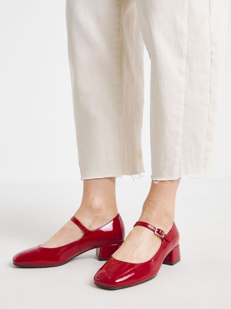 Simply Be Red Wide Fit Low Block Heel Mary Jane Shoes - Image 4 of 4