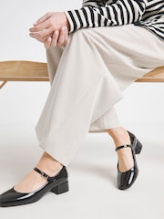 Simply Be Black Wide Fit Low Block Heel Mary Jane Shoes - Image 1 of 4