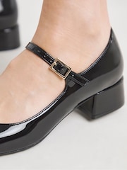 Simply Be Black Wide Fit Low Block Heel Mary Jane Shoes - Image 3 of 4