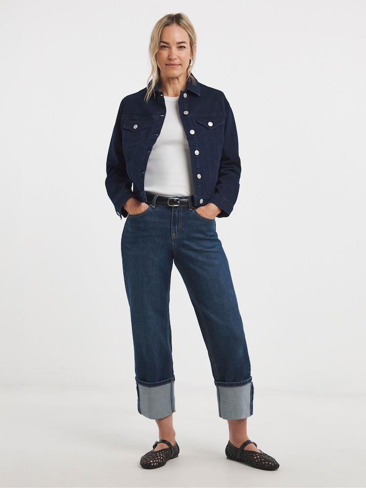 JD Williams Blue Turn Up Straight Leg Jeans - Image 1 of 4