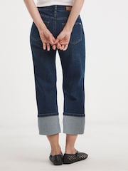 JD Williams Blue Turn Up Straight Leg Jeans - Image 2 of 4