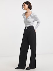 JD Williams Black Elasticated Waist Wide Leg Jeans - Image 1 of 4