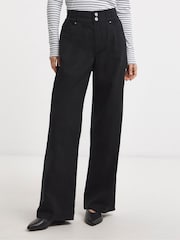 JD Williams Black Elasticated Waist Wide Leg Jeans - Image 4 of 4
