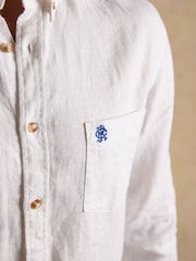 Joules White 100% Linen Long Sleeve Classic Fit Shirt - Image 5 of 9