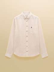 Joules White 100% Linen Long Sleeve Classic Fit Shirt - Image 9 of 9