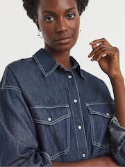 JD Williams Blue Oversized Denim Shirt - Image 4 of 5