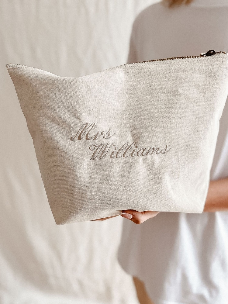 Koko Blossom Personalised Newlywed Embroidered Pouch - Image 1 of 2