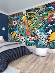 Origin Murals Blue Sports Graffiti 3.5M x 2.8M Wall Mural - Image 1 of 3