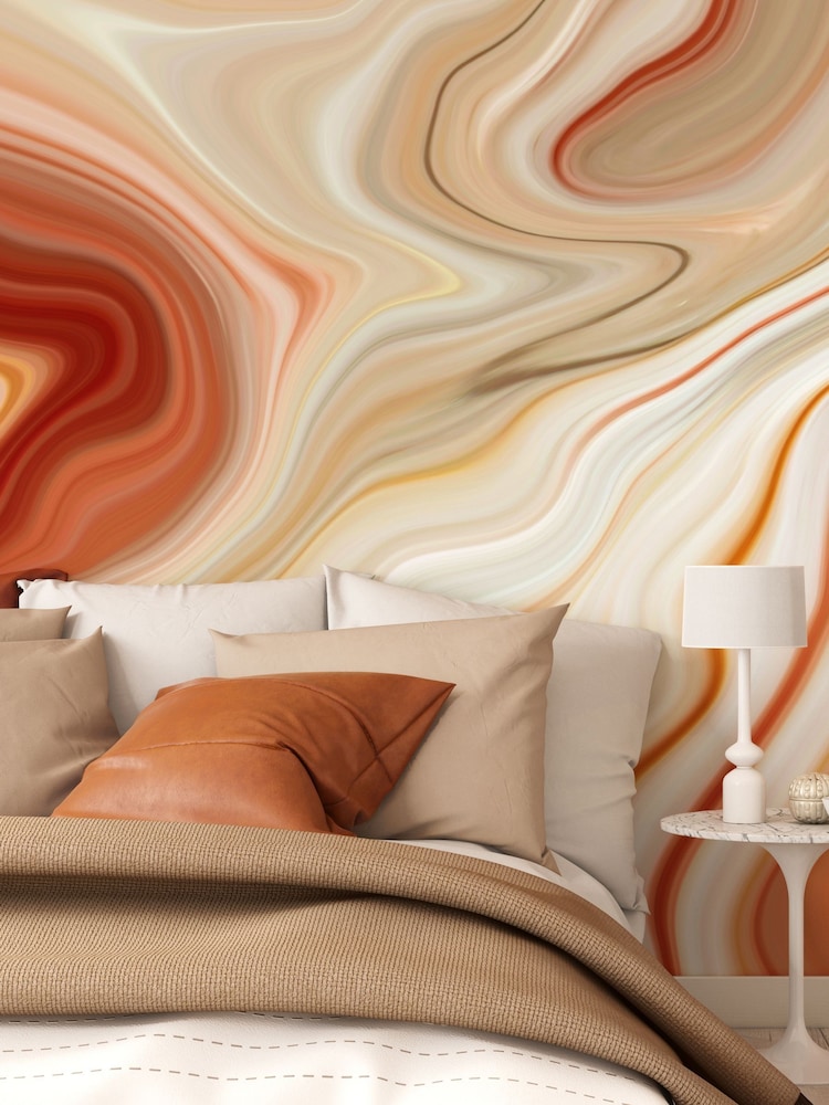 Origin Murals Cinnamon Marbled Ink 3.5M x 2.8M Wall Mural - Image 1 of 2