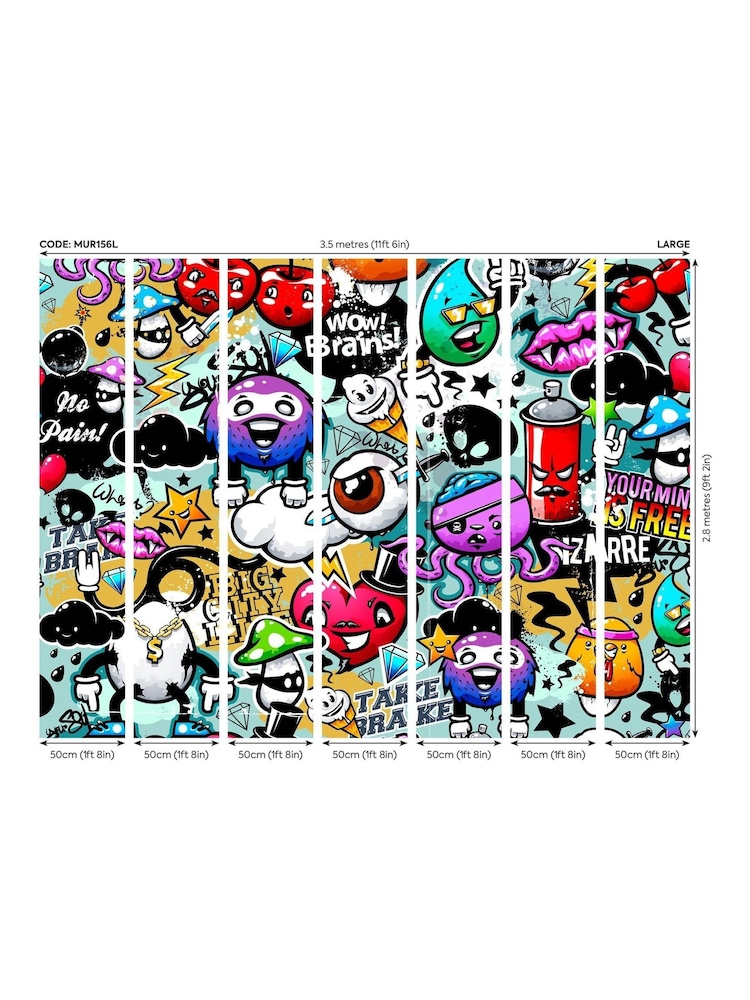 Origin Murals Multi Graffiti Monster 3.5M x 2.8M Wall Mural - Image 3 of 3