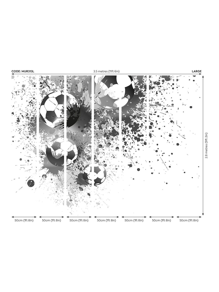 Origin Murals Grey Football Splash 3.5M x 2.8M Wall Mural - Image 3 of 3