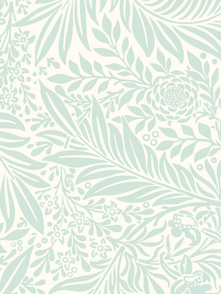 Hoopla Walls Seafoam Ditsy Leaf Stripe A4 Wallpaper Sample - Image 1 of 1