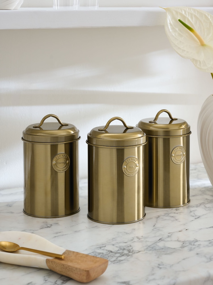 Aufbewahrungsdosen mit Goldplakette im 3 er-Set - Bild 1 von 4 Aufbewahrungsdosen mit Goldplakette im 3 er-Set - Bild 1 von 4