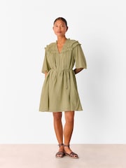 Whistles Petite Cotton Frill Mini Dress - Imagen 1 de 5