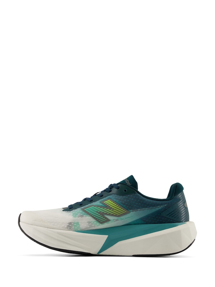 New Balance White/Aqua Rebel v5 Running Trainers - Image 2 of 14