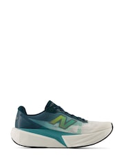 New Balance White/Aqua Rebel v5 Running Trainers - Image 3 of 14