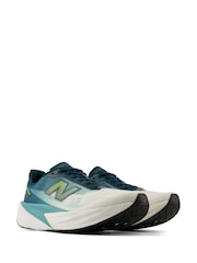 New Balance White/Aqua Rebel v5 Running Trainers - Image 7 of 14