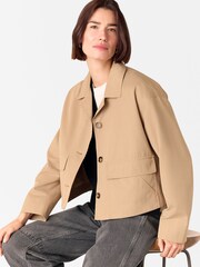 Whistles Nude Short Cotton Trench Jacket - Image 1 of 5