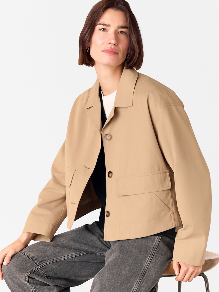 Whistles Nude Short Cotton Trench Jacket - Image 1 of 5
